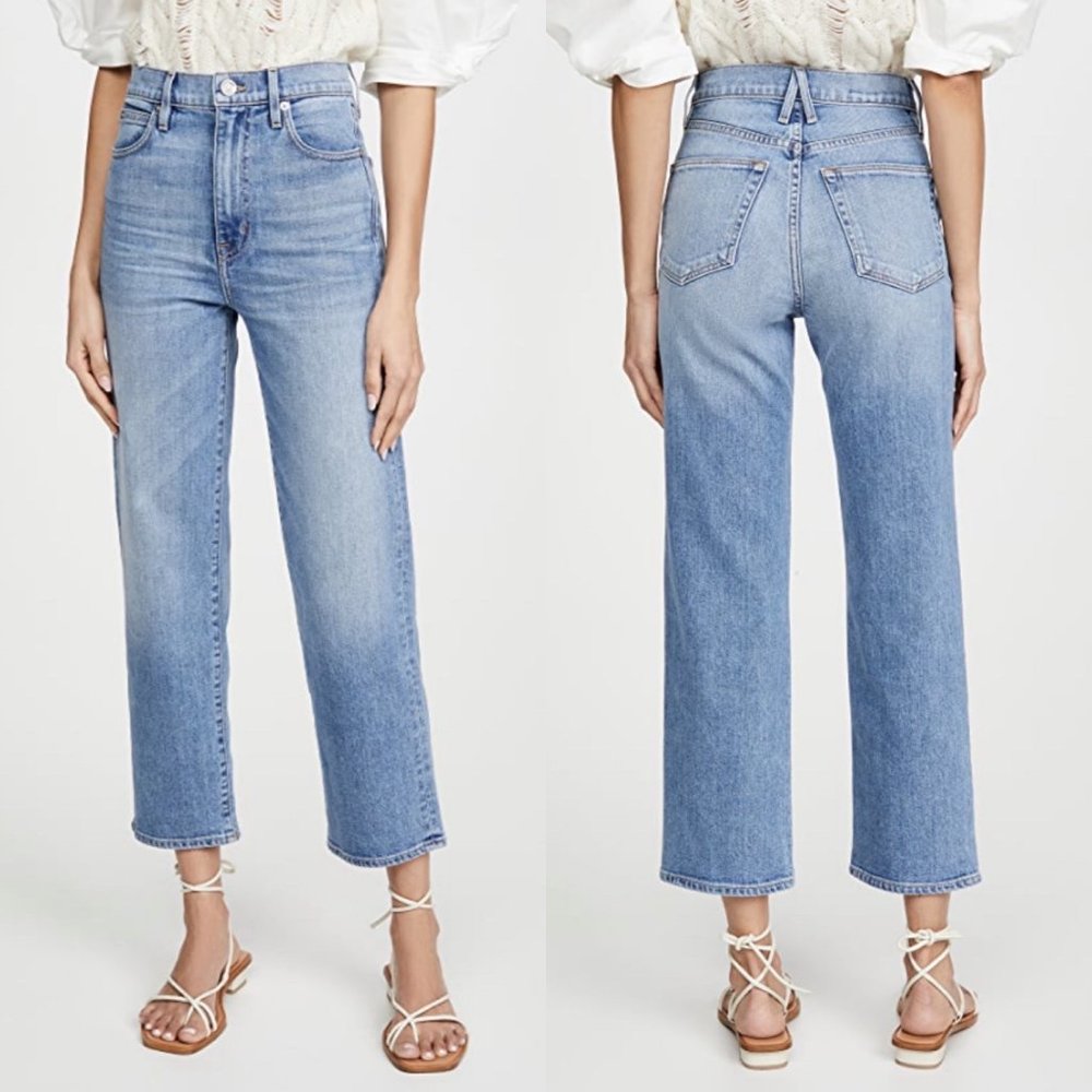 NWT SLVRLAKE Womens London Crop Jeans 26 in Love Matters Light Wash Straight Leg